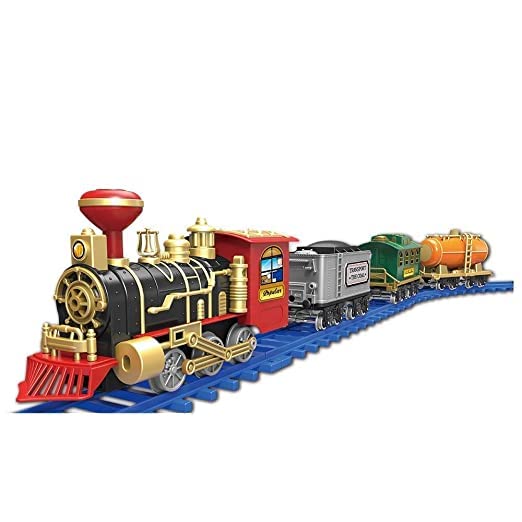 FROWWY Kids Boys and Girls Express Train Toy Set - Battery Powered Locomotive Engine with Light, Cargo Car, and Tracks (B0C4KXGZ14) Amazon Price History, Amazon Price Tracker