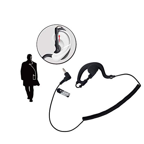 HYS 3,5mm Klinke, G-Form, weicher Ohrbügel, Hören/Empfangen, Security Headset für Motorola Icom Baofeng Funkgeräte Lautsprecher Mikrofon (2 Artikel)