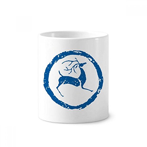 Gobelet céramique bleu cerf pour ranger les brosses à dents et nettoyer votre lavabo