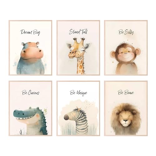 Affiche animaux de la jungle enfant Poster mural chambre bébé 20x25cm x6