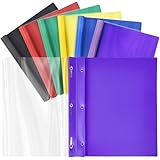 Koogel 6PCS 3-Prong Plastic Folders Colored, File Folders 6 Colors Fit Letter Size Paper, Folders with Prongs Project Organizer for School Office Home Bussiness