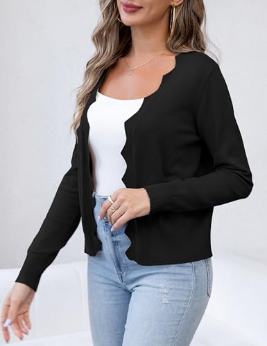 VOIANLIMO Womens Casual Long Sleeve Sweaters Knit Open Front Cropped Bolero Short Cardigan4