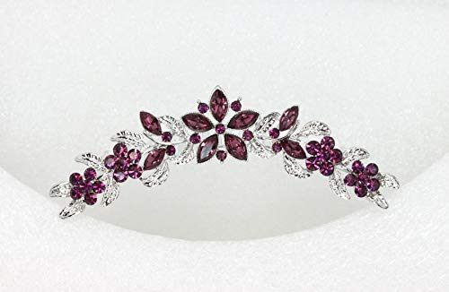 Faship Gorgeous Purple Rhinestone Crystal Floral Hair Comb #TOP2