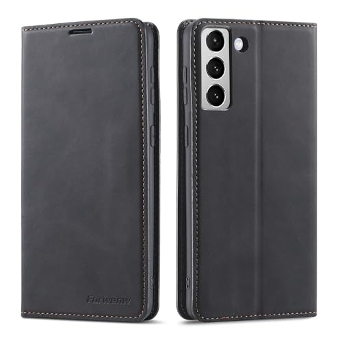 Étui à rabat Galaxy S25 Ultra noir en cuir avec fermeture magnétique
