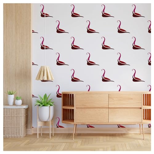 Image of Kayra Decor Swan Kids Room Wall Stencil -Pack of 1, Sheet Size 24 x 36 inch /Design Size 21 x 31 inch.