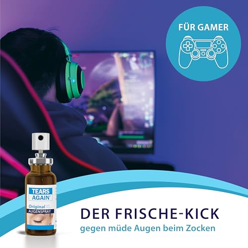 TEARS AGAIN Original XL Augenspray gegen trockene Augen 20ml - auch für Kinder geeignet - Hilft bei müden, brennenden und gereizten Augen - Ohne Konservierungsstoffe - mit Liposomen