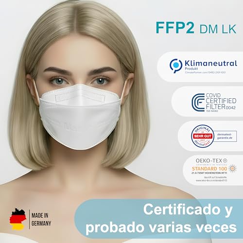 Miniatura 5 de Faciemf 20x Mascarillas Ffp2 Dm Lk 100 Fabricado En Alemania Mascarilla Protectora Con Forma De Pez Certificado Ce En 149:2001 A:2009 2233 Geptest E Oeko Tex Viru-Fil