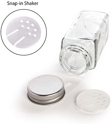 Maison & White Spice Jars with Shaker Lids - Set of 12 | Glass Storage Bottles | Screw Top | Herb Containers | Seasoning Shaker | Empty Jars with Labels | M&W