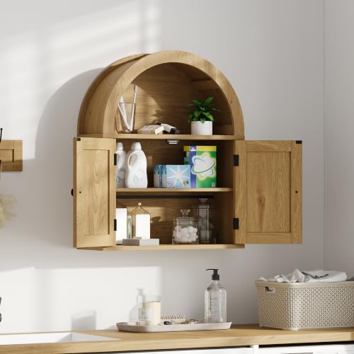 Image of ChooChoo Arched Wall Cabinet, Double Door Medicine Cabinet with Shelf