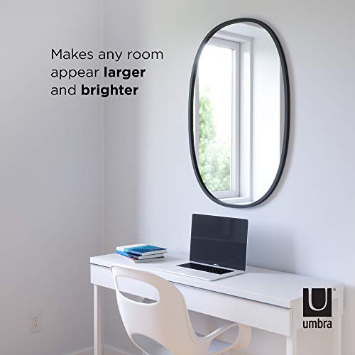 Umbra Hub Oval Mirror by Umbra ­­– Wall Mirror for Entryways, Washrooms, Living Room and More, Black