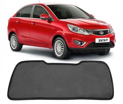 Image of Autofact Dicky Curtain for Tata Zest | Custom Fit Rear Windshield Sunshade | Foldable Mesh | Privacy & Cooling Car Accessory | Car Rear Sun Shade UV Block Easy Install Durable Black Mesh