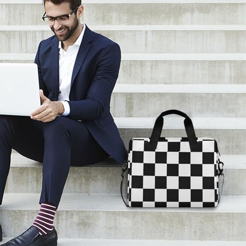 Maletín para portátil blanco y negro con correa miniatura 3