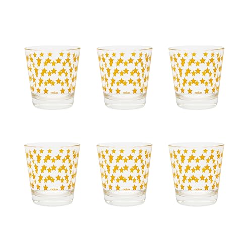 Juego de 6 vasos de cristal Excelsa Enjoy con estrellas amarillas para mesa de diario 3