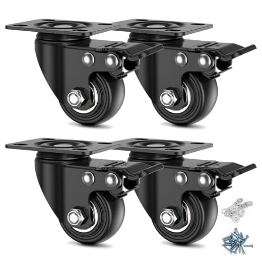Deutnart Möbelrollen Klein, 38mm Rollen für Möbel, Geräuscharme Lenkrollen mit Doppelten Kugellagern, Platzsparend Rollen Schwerlast für Wagen Werkbänke Garagen, Tragfähigkeit von 200 kg - 4er Pack