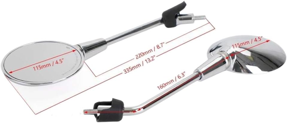 Left and Right Rearview Mirrors Compatible with 50cc, 125cc, 150cc Motorcycles (2014–2022)