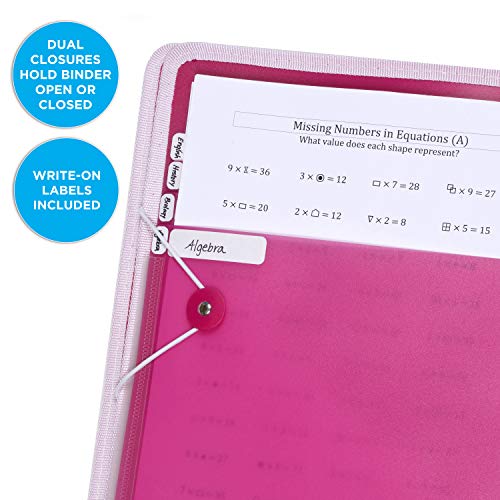 Docit 4 Pocket Binder, Multi Pocket Folder And 1-Inch 3 Ring Binder, Perfect For School, Office And Project Organization, Holds 300 Letter Size Papers, Pink (00939-Pk) #TOP2