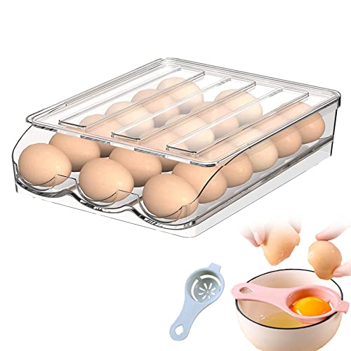 Image of Aofeite Egg Holder for Refrigerator 18 Count with Lid, Stackable Clear Plastic Large Capacity Fresh Egg Storage Refrigerator Container Organizer Bin for Kitchen Fridge Egg Organizer (1 Layer)