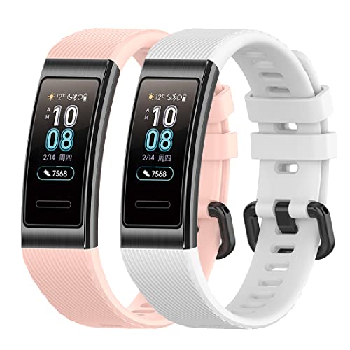 Bexido Bracelet Compatible avec Huawei Band 4 Pro/Band 3 Pro/Band 3, [2 pièces] Bracelet de Rechange en Silicone Réglable Sangle pour Huawei Band 4 Pro/Band 3 Pro/Band 3 Cover