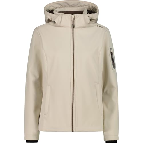 Veste Softshell CMP Femme Hoodie S crème aux finitions soignées