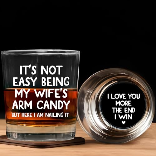 AXIARA Husband Birthday Gifts for Men - 11 oz Engraved Crystal Whiskey Glasses - Anniversary Wedding Gift for Him, Birthday Gifts for Husband from Wife, I Love You Gift for Him Men