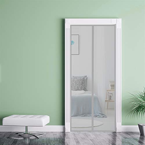 THAIKER Fliegengitter Magnet Tür, 130x205cm Insektenschutz Fliegenvorhang Moskitonetz Ohne Bohren für Balkontür Terrassentür Kellertür, Grau A Cover