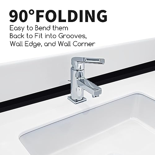 Image of 3 Rolls 10.5 Feet Caulk Tape Toilet Caulking Strip Self Adhesive Bathroom Sealing Peel and Stick Caulk Strip for Bathtub, 1.5 Inches (Black)
