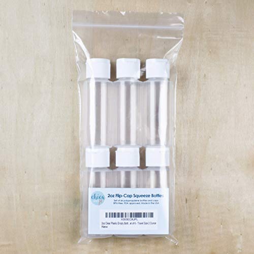 Chica And Jo FCB-6 2Oz Clear Plastic Empty Squeeze Bottles With Flip Cap - Bpa-Free - Set Of 6 - Tsa Travel Size 2 Ounce Made In The Usa thumb #1