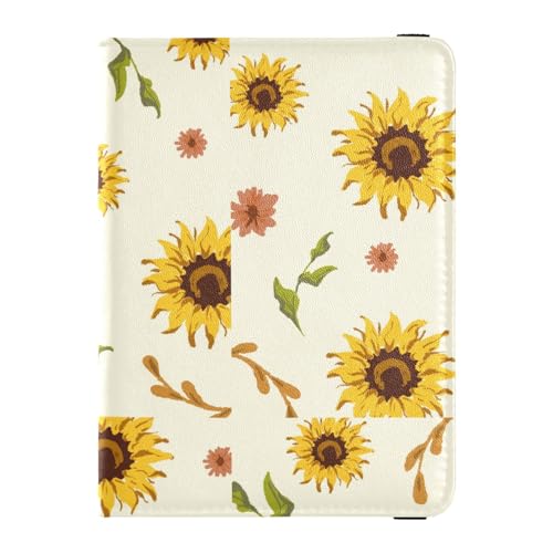Custodia per passaporto per donne e uomini per da viaggio con blocco RFID girasoli fiore con foglia Girasoli Fiori Con Foglia Taglia unica Casual