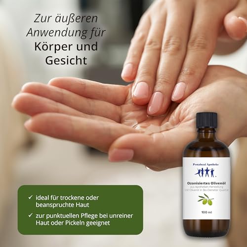 Ozonisiertes Olivenöl, 100 ml | Apotheken-Herstellung mit Olivenöl in Bio-Demeter Qualität | kaltgepresst für Haut - Kosmetik