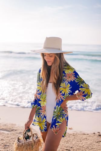Image of Zoye Chen Women's Bikini Swimsuit Cover Up Button Down V Neck Shirts Long Sleeve Blouse Beachwear Bathing Suit