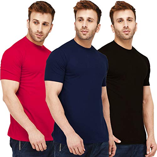 Image of Solid Men Half Sleeve Round Neck T-Shirt (Pack of 3)