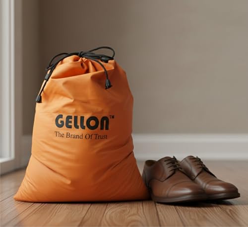Image of Gellon Water Proof in Umbrella Cloth Shoes Bag for Travel & Storage Travel Organizer for Women & Men Travel Accessories Shoes Cover Pouch for Travel Essentials in 4 Colors (Orange, Pack of 1)