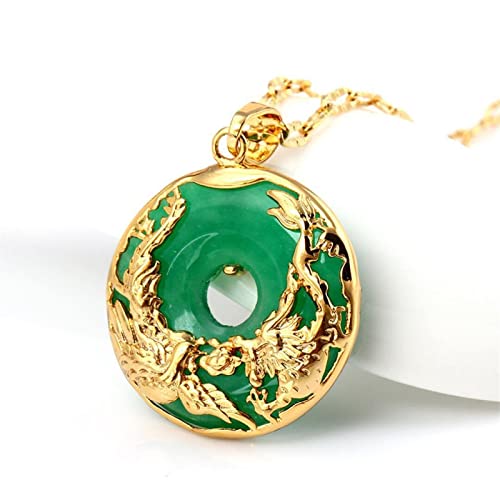 Collier dragon phénix en jade véritable et argent 925 gravé - 2