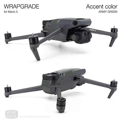 Image of WRAPGRADE Partial Skin Stickers for DJI Mavic 3 Pro Accent Color (Army Green)