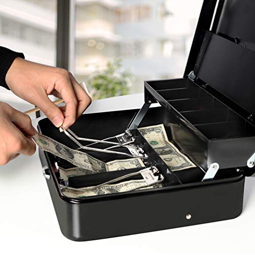 Jssmst Large Cash Box with Lock 2017 New Metal Money Box 100 Safe