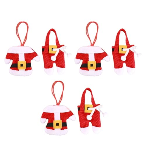 Homeponnew Christfor Mas Cutlery Holder Set Of 3 Including Non‑Woven Fabric Spoon And Fork Bfor Ags In Santa Suit And Trouser Designs, Festive Table Decoration For Hol