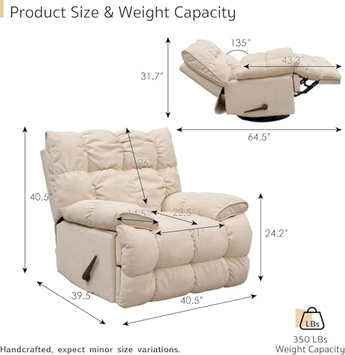 Sillón reclinable plegable beige con tela peluche miniatura 2