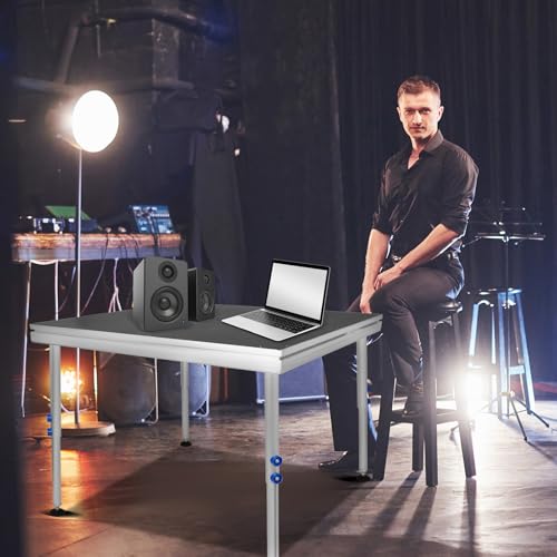Portable Stage, 4'x4' Folding Portable Stage Platform with Height Adjustable Riser (24" -42"), Stage Platform Up to 1700LBS for Performances at School Auditoriums Concerts Restaurants Bars