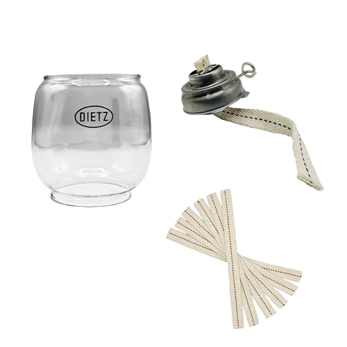 Light of Mine - Dietz #01, #30 Little Wizard Oil Lantern Replacement Kit Including Globe, Burner, and 100% Cotton 5/8
