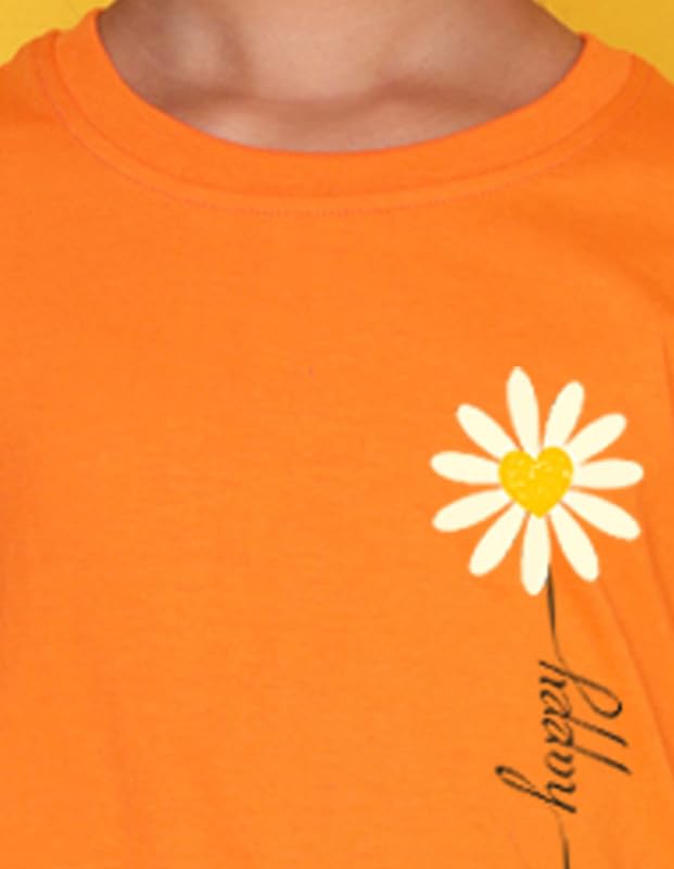 Image of Nusyl Girl's Floral Regular Fit T-Shirt