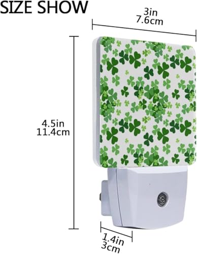 Image of Green Lucky Clover Plug-in Night Light,St Patrick's Day Shamrocks Lamp Auto Dusk to Dawn Sensor Nightlights Plug into Wall,Energy Efficient Nightlight Home Decor for Bedroom,Bathroom,Kitchen,Hallway