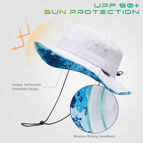 Image of UPF 50+ Foldable Sun Hat Patterned Under Brim Bucket Hats for Summer Hiking Fishing Beach Safari Men Women