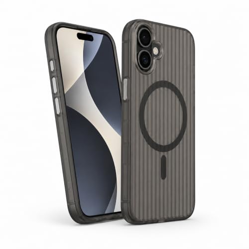 Image of MagPro Stripe case for Apple iPhone 17 Black Frosted Transparent PC Hard Back Cover Camera & Body Protection|Anti Shock,Scratch Resistant Wireless Charging Compatible