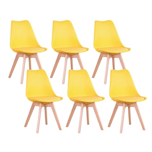 Ttatc Pack De 6 Sillas De Comedor Con Patas De Madera Maciza De Haya, Sillas De Cocina De Diseño Nórdico Sillas De Oficina De Madera Con Asiento Acolchado,Amarillo Ttatc Pack De 6 Sillas De Comedor Con Patas De Madera Maciza De Haya, Sillas De Cocina De Diseño Nórdico Sillas De Oficina De Madera Con Asiento Acolchado,Amarillo