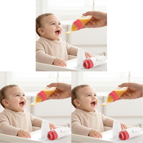 Image of R for Rabbit First Feed Food Feeder for Kids, 90ml Capacity, Premium Soft Silicone Spoon Food Grade BPA Free Material for Kids of 12+ Months (Red) (Pack of 3)