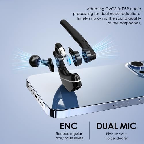 Ekvanbel A6L Bluetooth Headset V5.3, Wireless Earpiece With 1000Mah Charging Case, 96H Talktime, Hands Free Noise Canceling Headphones With Dual-Mic For Computer Cell Phones Trucker Home Office Work thumb #3