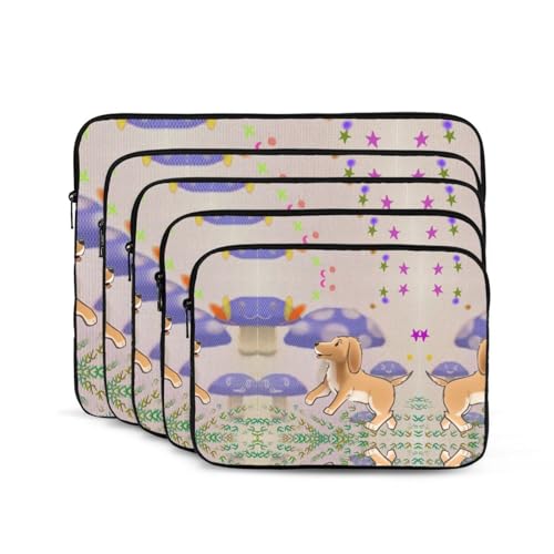 Cartoon Mushroom With Dog Laptop Sleeve Case 17 Inch Suitable For Notebook Computer Tablet Traveling Carrying Simple Case2