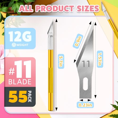 Image of 55 PCS Exacto Knife Set, 5 Piece Craft Knife and 50 Additional SK5 Blades, Hobby Knife for Miniatures, Professional Exacto Knife for Crafting, Precision Knives for Crafts