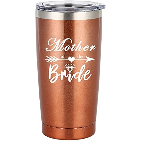 Mother Of The Bride Stainless Steel Car Cup - Wedding Commemorative Gifts for Mom-Bachelorette Party Gifts-20 OZ Insulated Mugs With Lid for Mother-Bridal Shower Proposal Gifts.(Champagne) Cover
