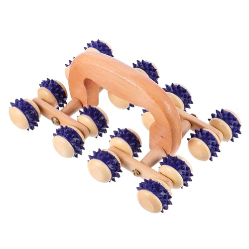CONGARTENO Rodillo Masajeador Corporal de Madera 16 Ruedas Portátil y Práctico para Masaje de Espalda y Cuerpo Entero Ligero para Uso en Casa y Viaje Cuidado Corporal Color Aleatorio